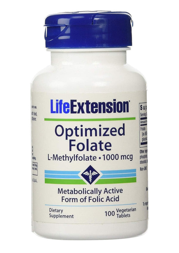 Life Extension Optimized Folate (L-Methylfolate) 1000mcg 100 Vegetarian Tablets